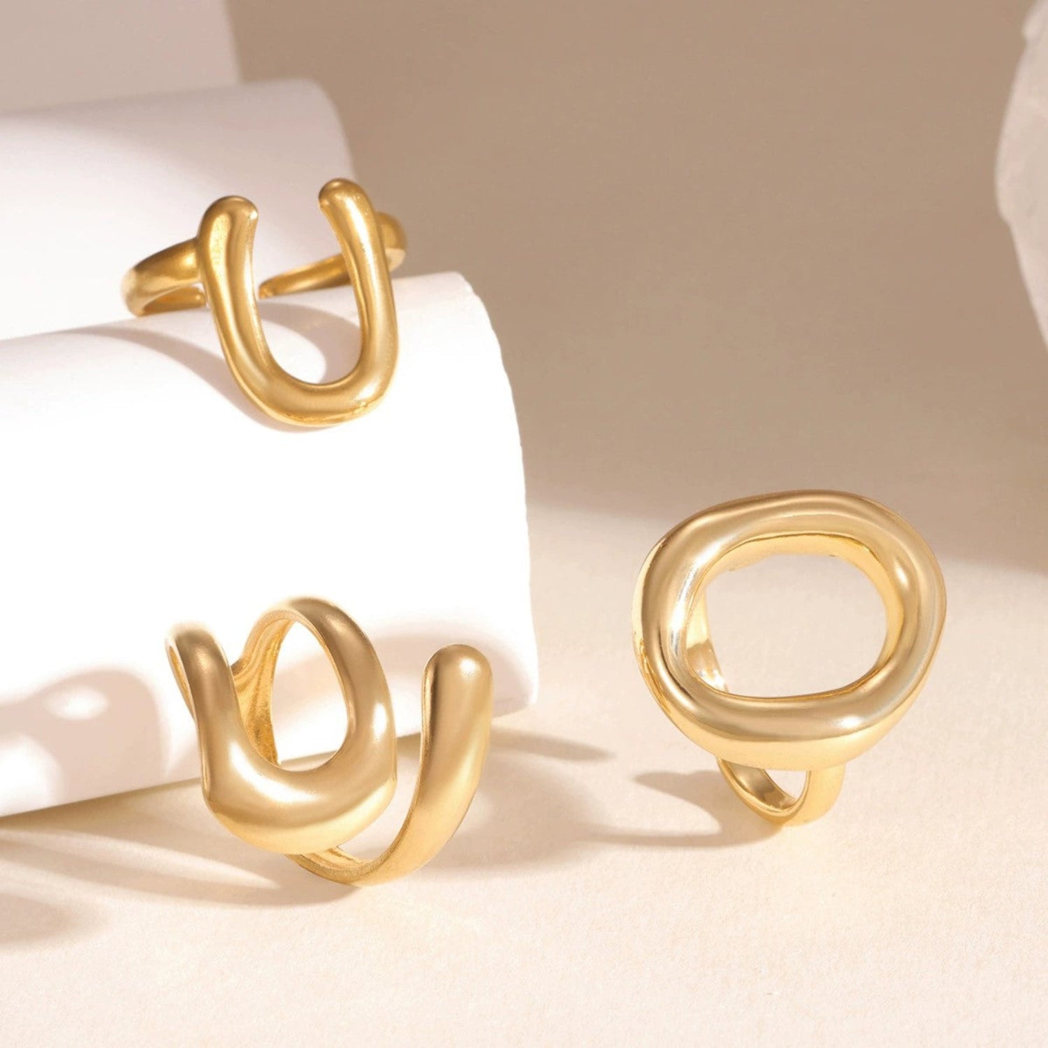 Gold Abstract Organic Ring Set JLTR0716