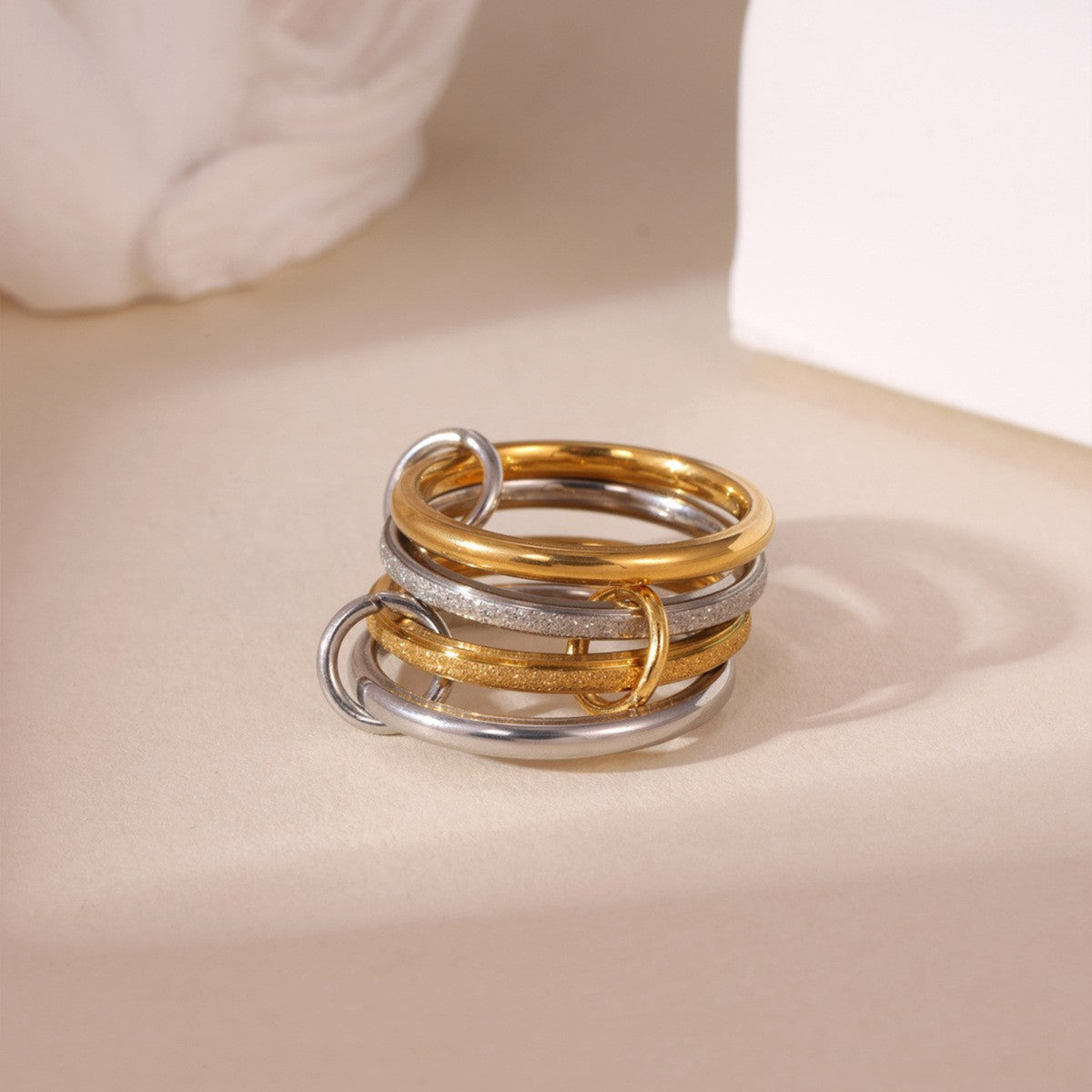 Mixed Metal Interlocking Stack Ring JLTR0717