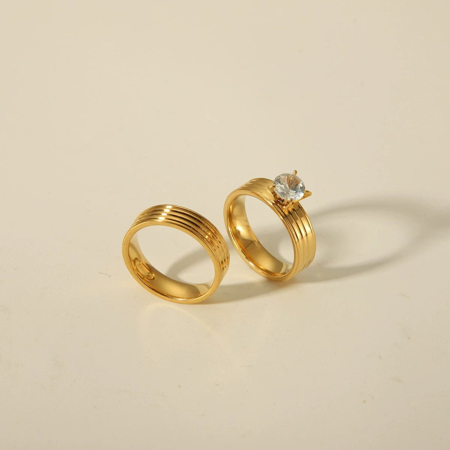 Gold Solitaire Couple Ring Set JLTR0719