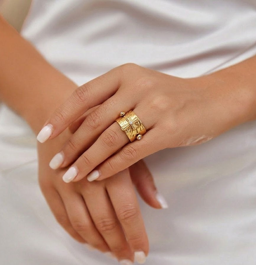Gold Spinner Cross Band Ring JLTR0723