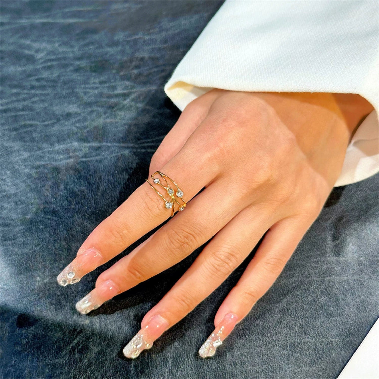 Elegant Gold Crossover Crystal Ring JLTR0727