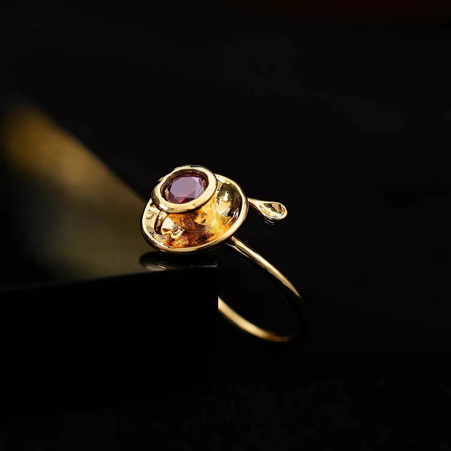 Whimsical Gold Teacup Gemstone Ring JLTR0731