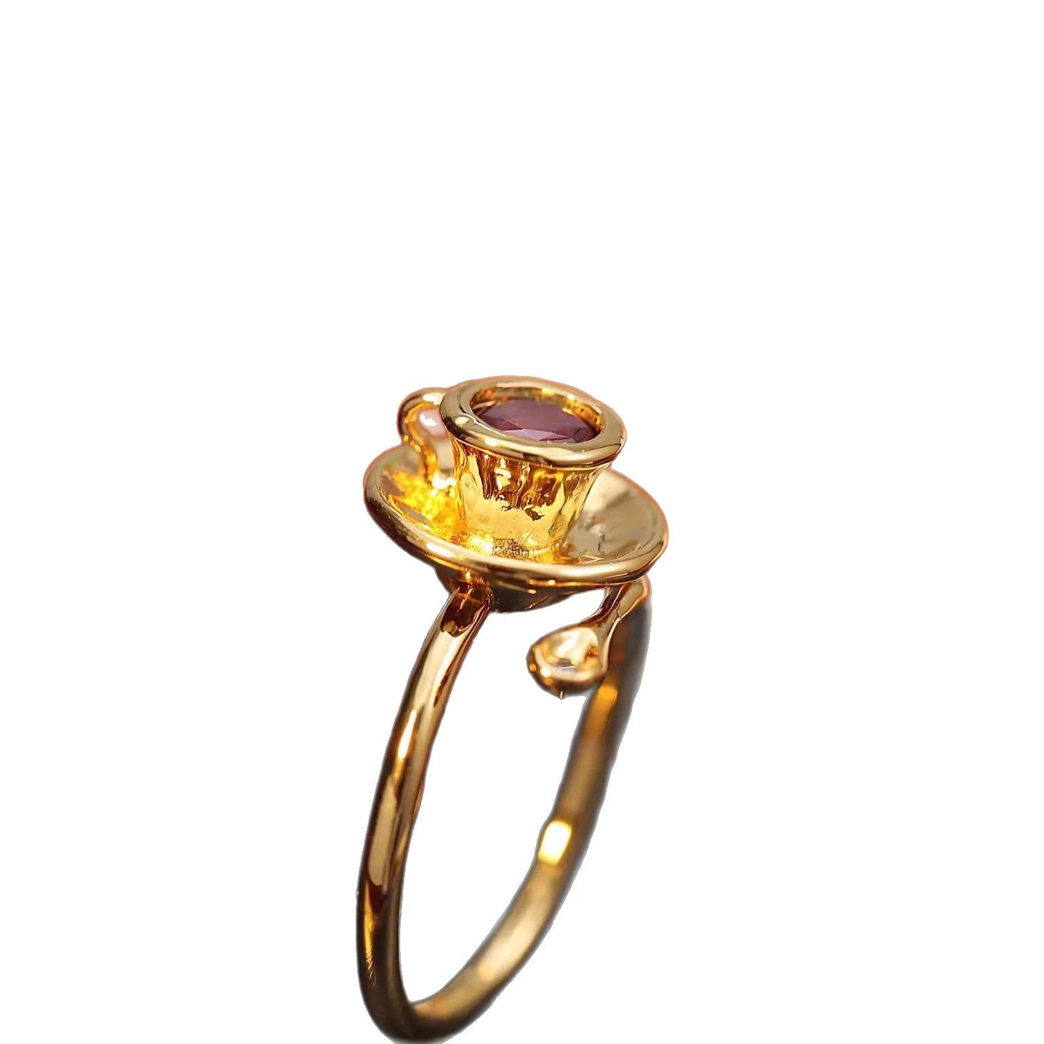 Whimsical Gold Teacup Gemstone Ring JLTR0731