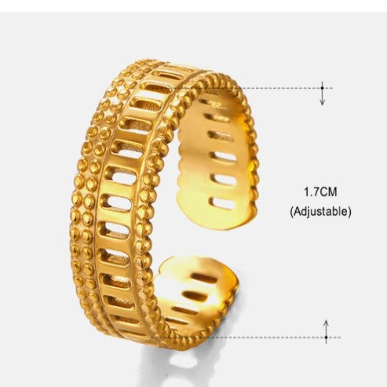 Gold Hollow Beaded Open Ring JLTR0736