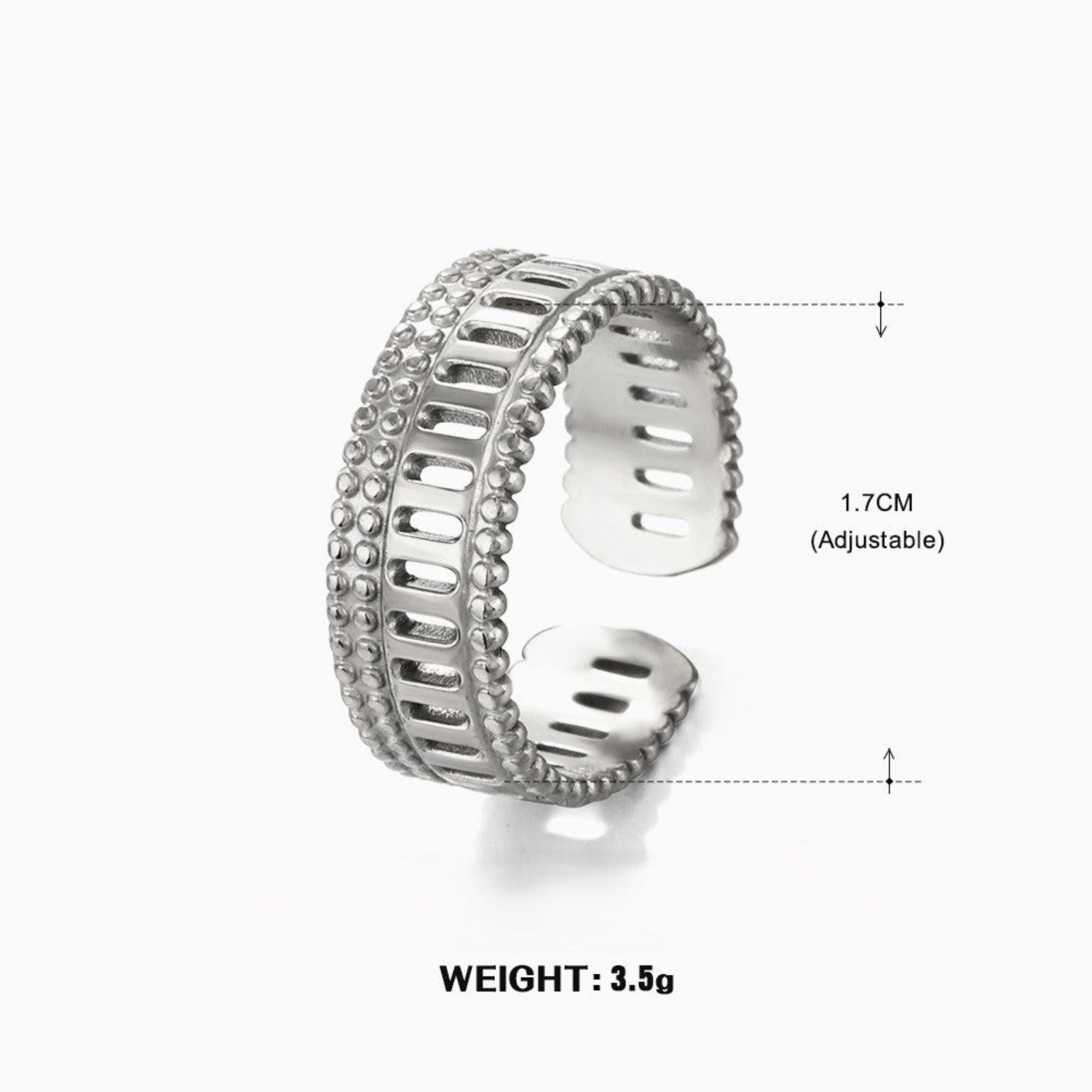 Silver Hollow Beaded Open Ring JLTR0737