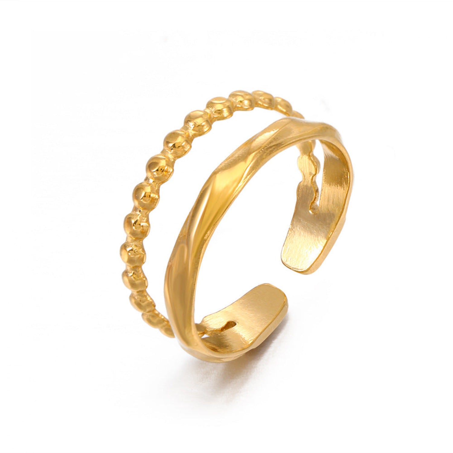 Gold Textured Double Band Ring JLTR0742