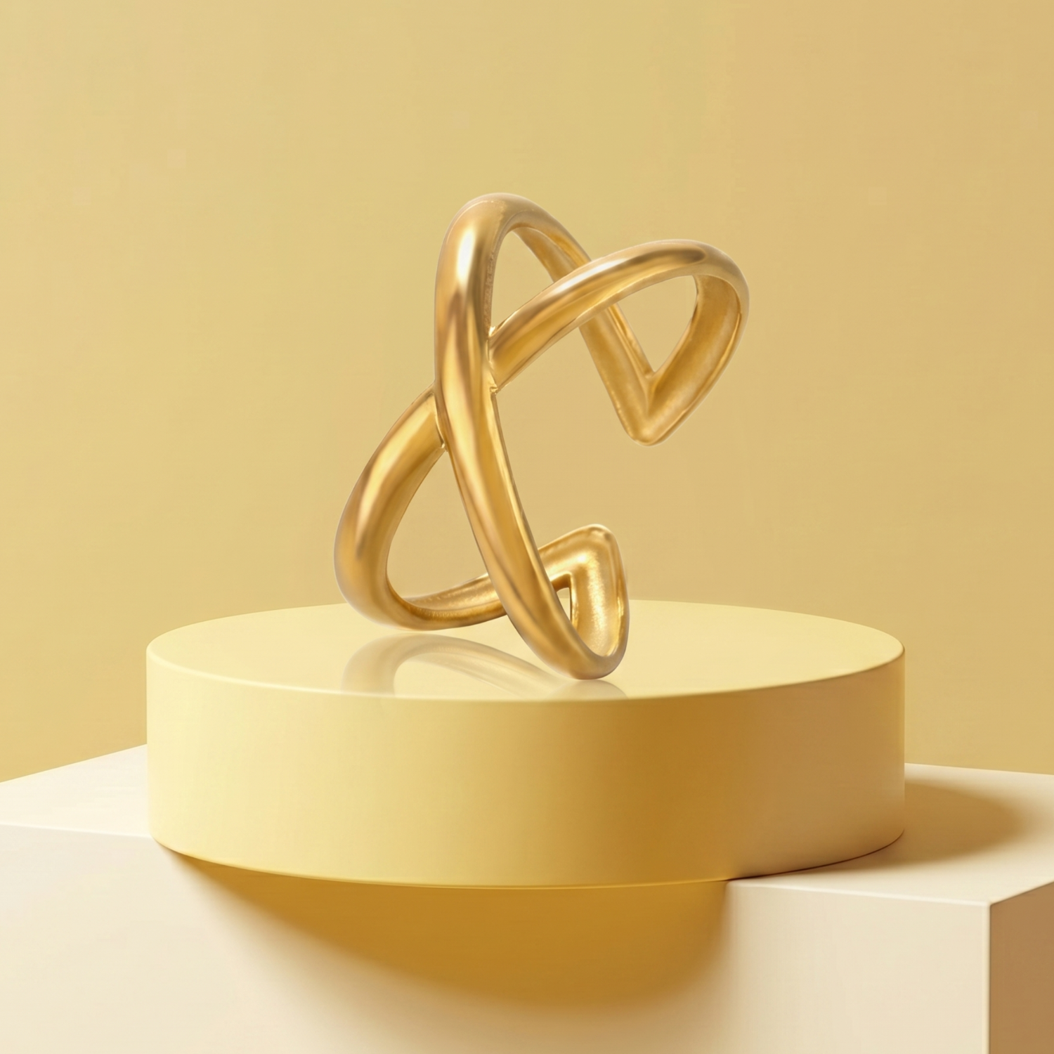 Elegant Matte Brass Crisscross Ring JLTR0746