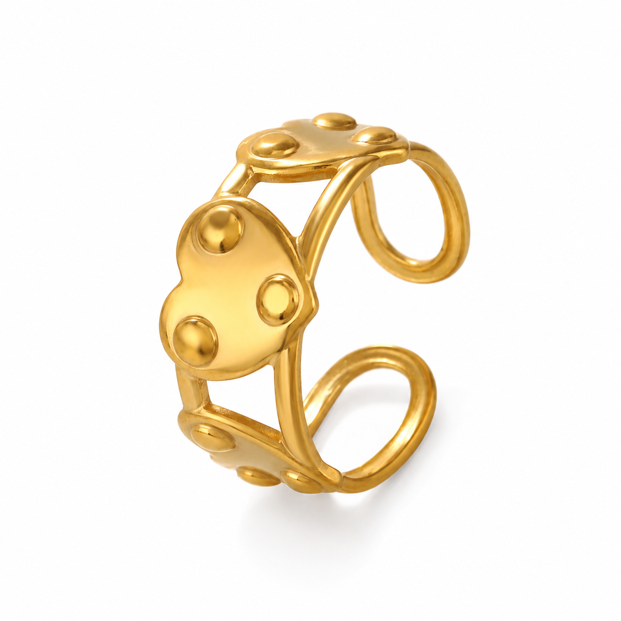 Golden Hammered Wide Statement Ring JLTR0748