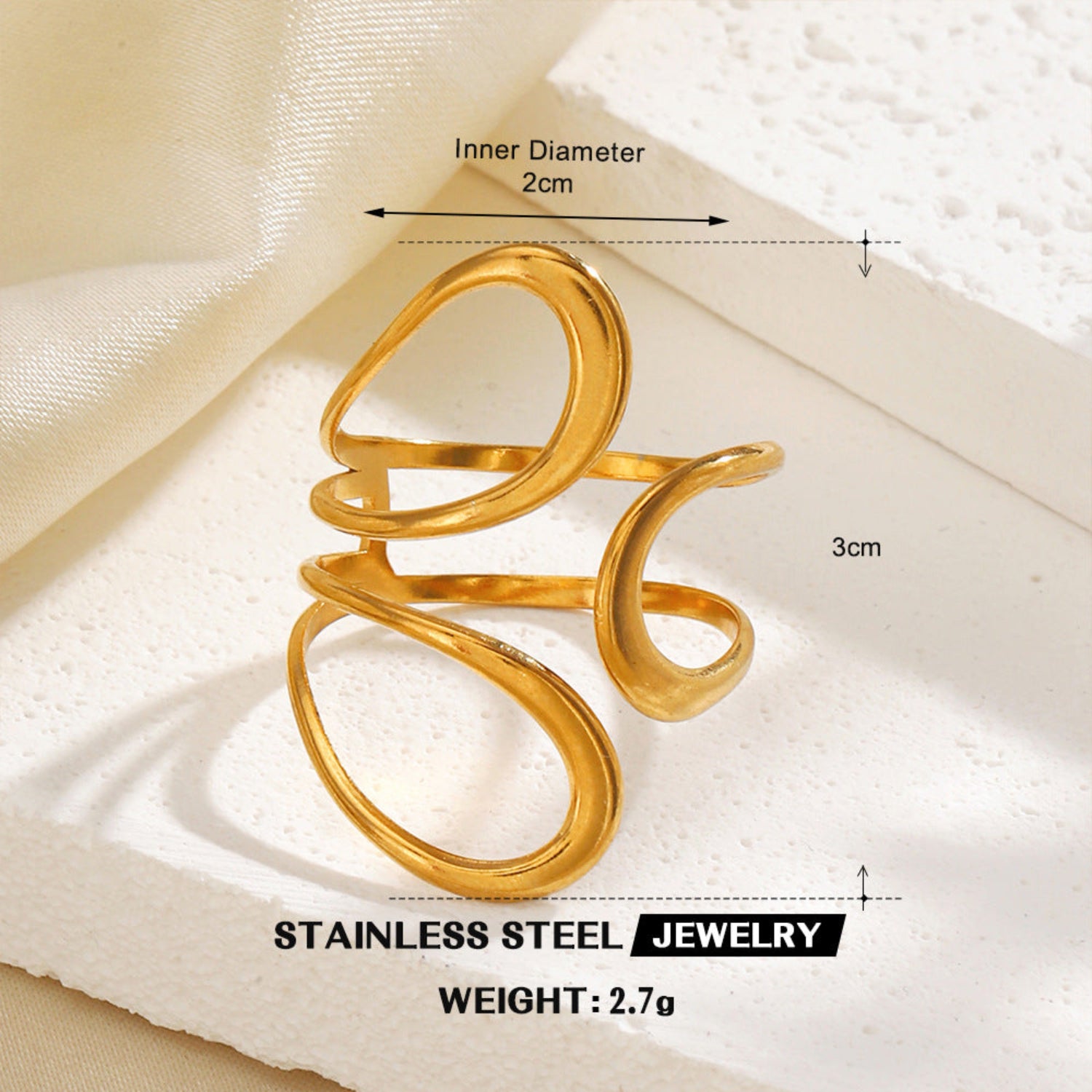Golden Double Band Hammered Ring JLTR0756