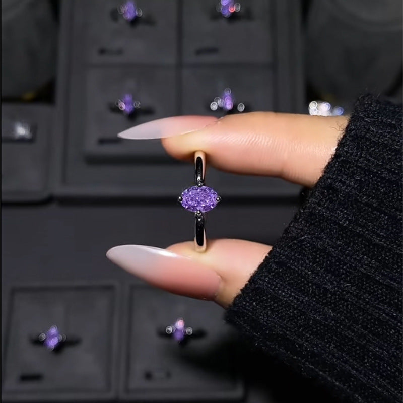 Elegant Purple Solitaire Silver Ring JLTR0760