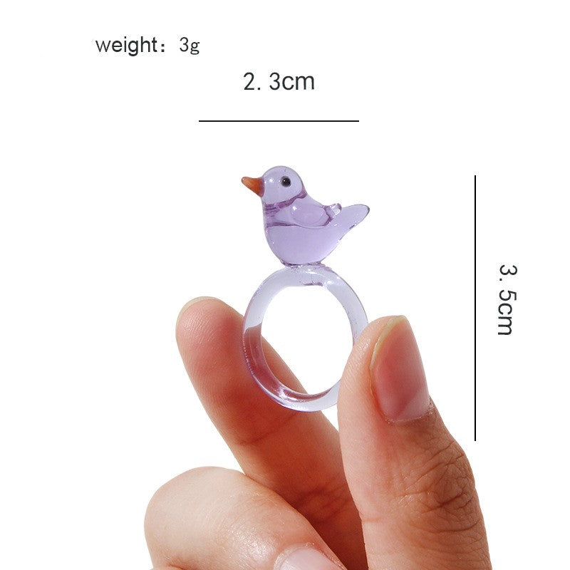 Whimsical Purple Glass Bird Ring JLTR0761