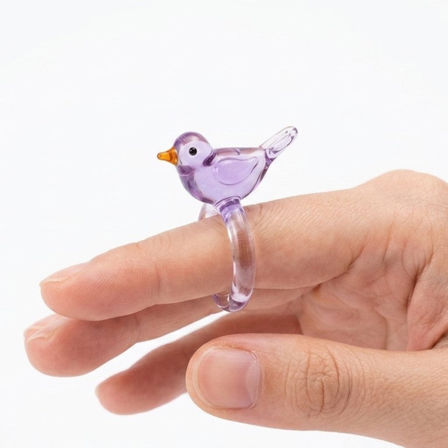Whimsical Purple Glass Bird Ring JLTR0761