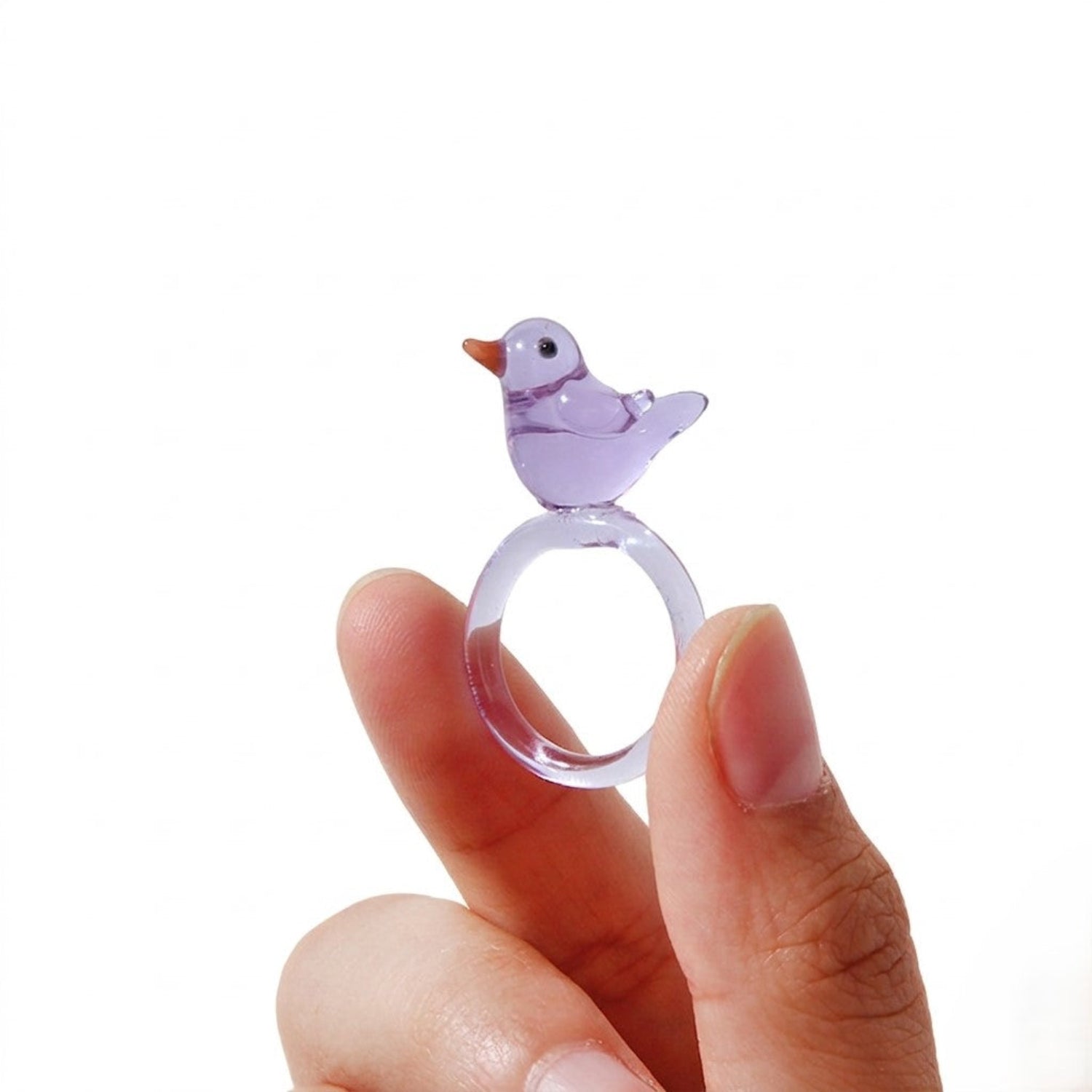 Whimsical Purple Glass Bird Ring JLTR0761