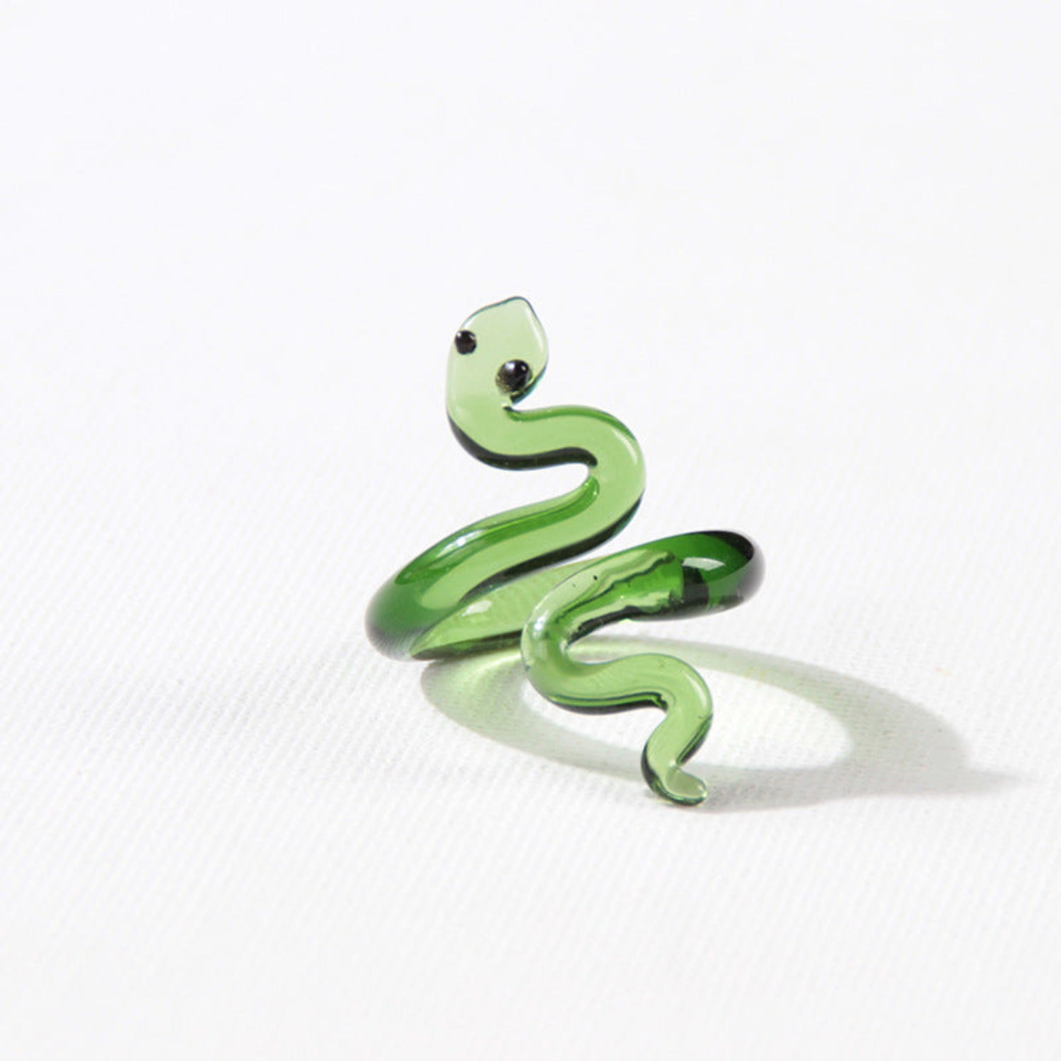 Sculptural Green Glass Snake Ring JLTR0765