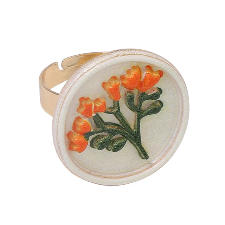 Delicate Orange Botanical Ring JLTR0775