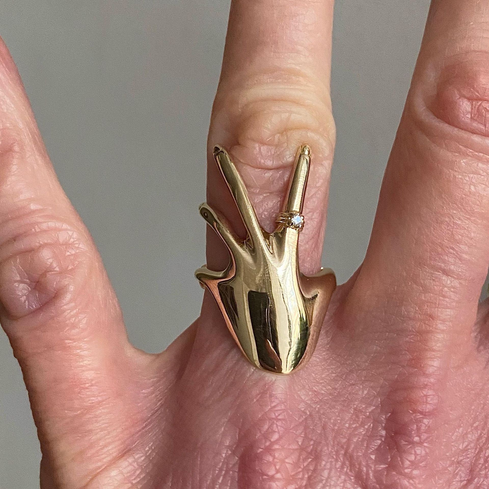 Creative Gold Hand Design Ring JLTR0780