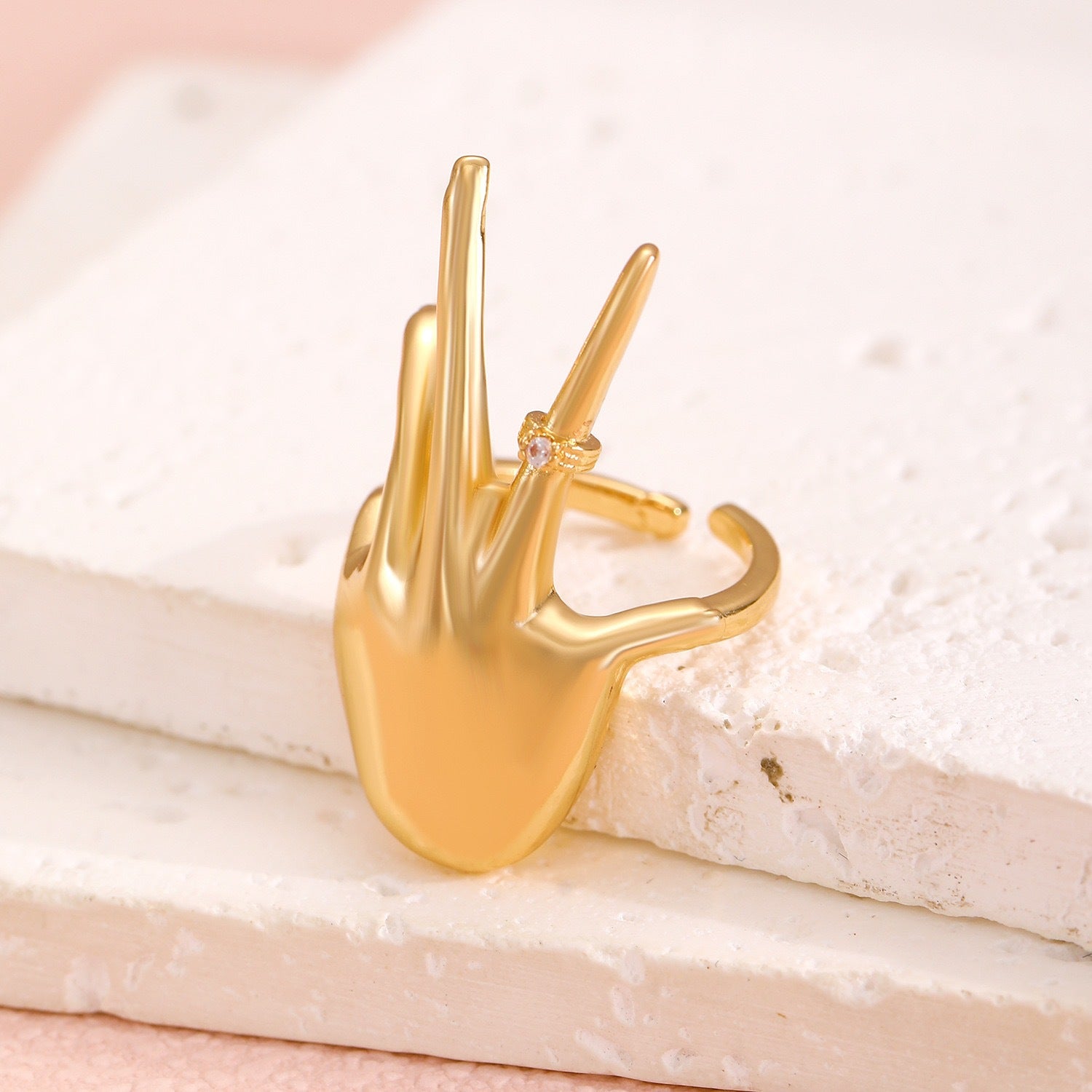 Creative Gold Hand Design Ring JLTR0780