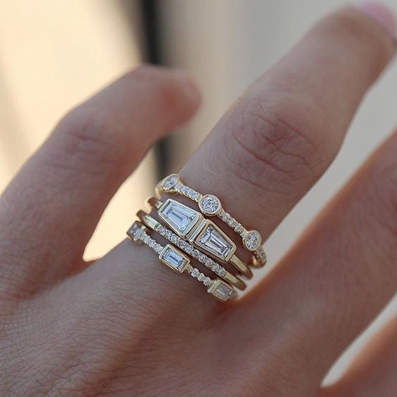 Gold Crystal Stack Ring JLTR0787