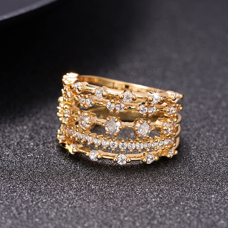 Gold Crystal Statement Ring JLTR0789