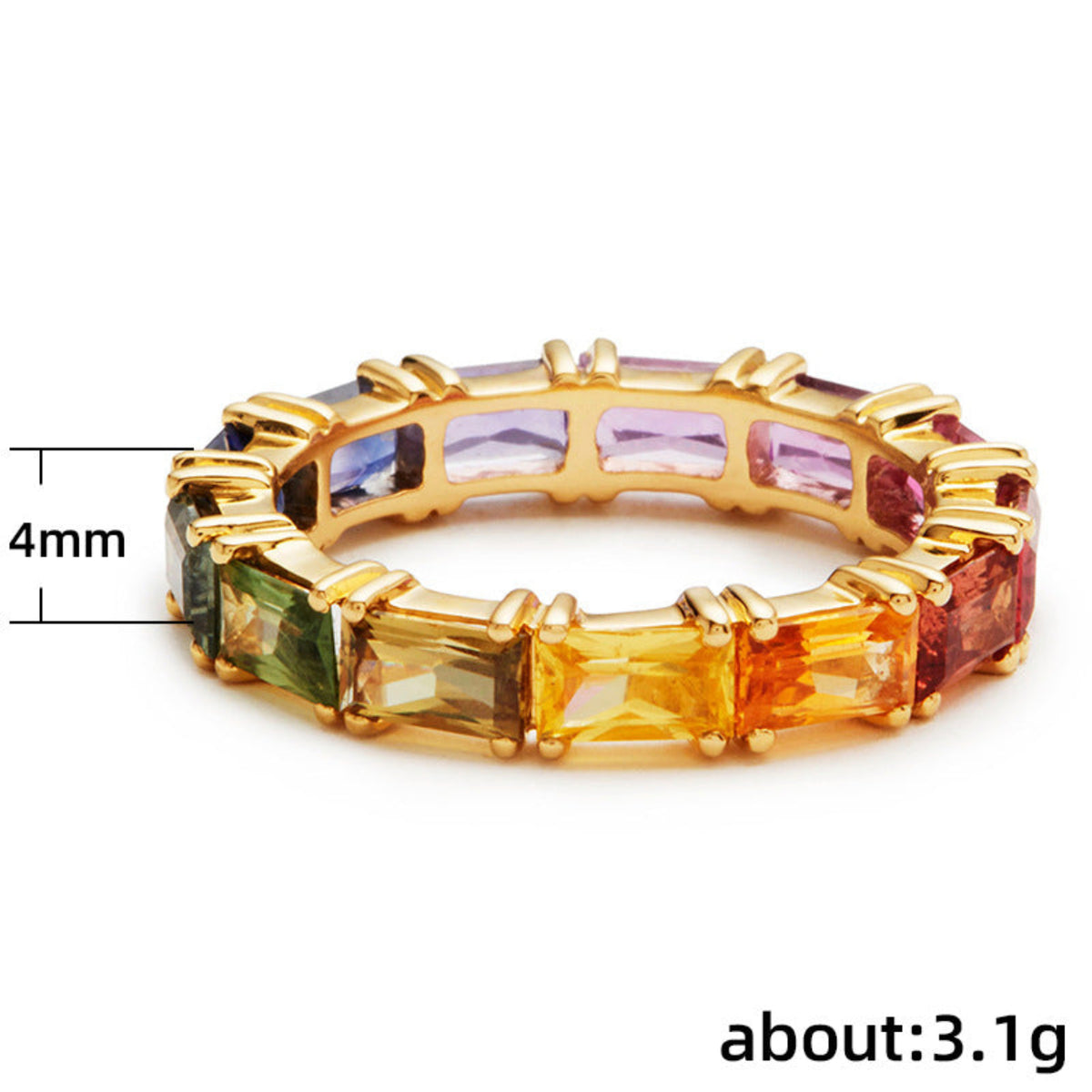 Multicolor Chic Rectangular Eternity Ring JLTR0791
