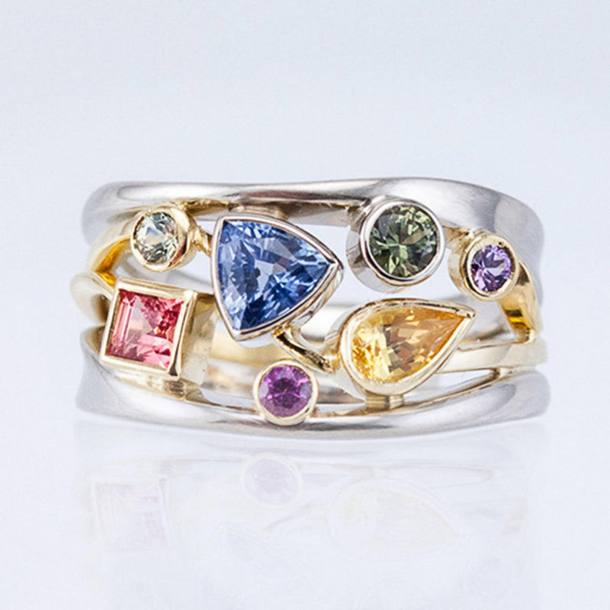 Multicolor Modern Geometric Statement Ring JLTR0792