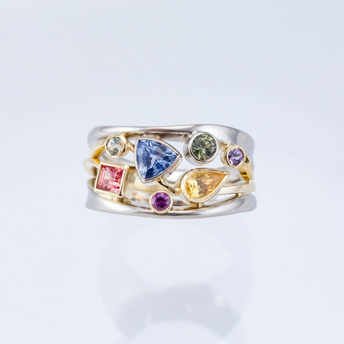Multicolor Modern Geometric Statement Ring JLTR0792