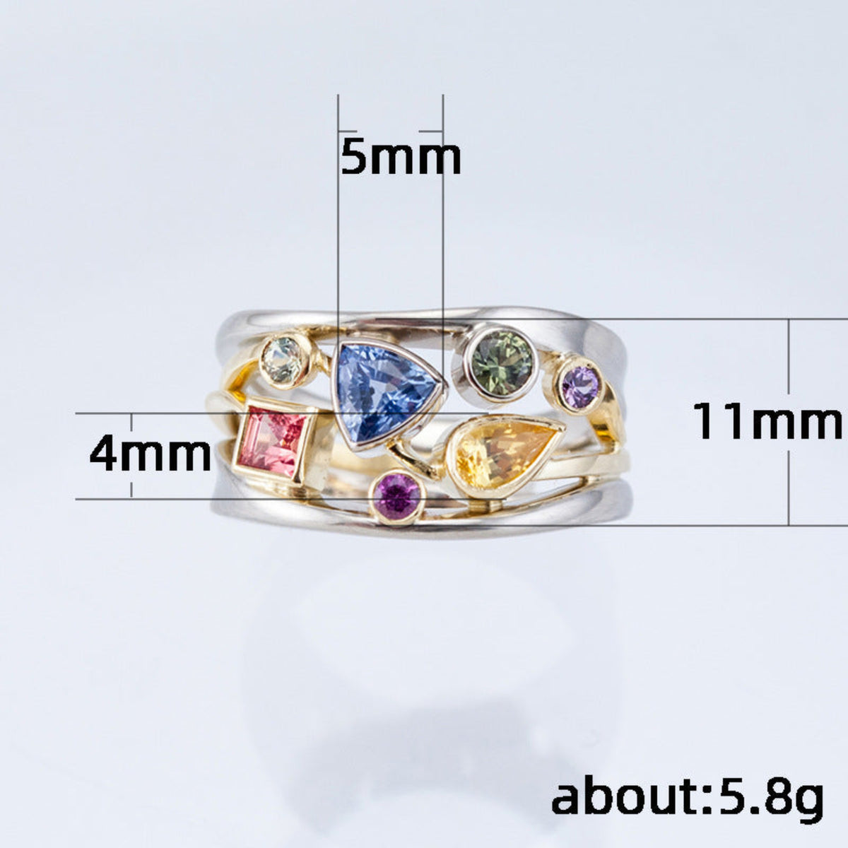 Multicolor Modern Geometric Statement Ring JLTR0792