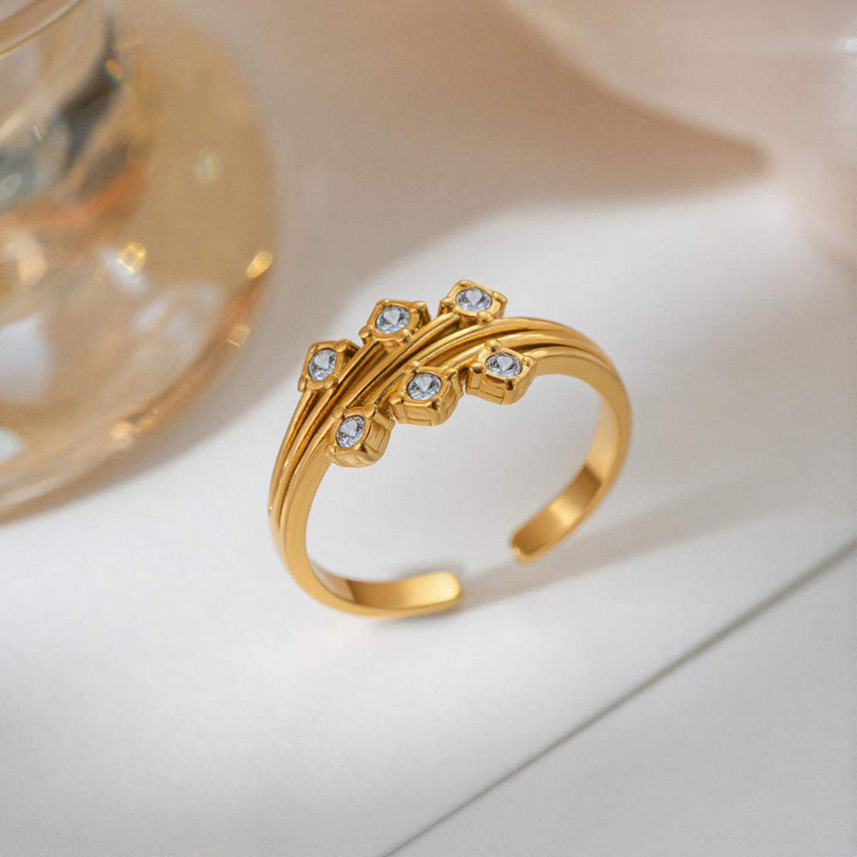 Gold Elegant Round Cluster Ring JLTR0796