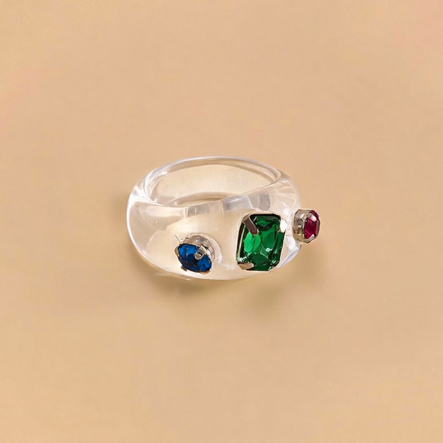 White Trendy Rectangular Resin Ring JLTR0799