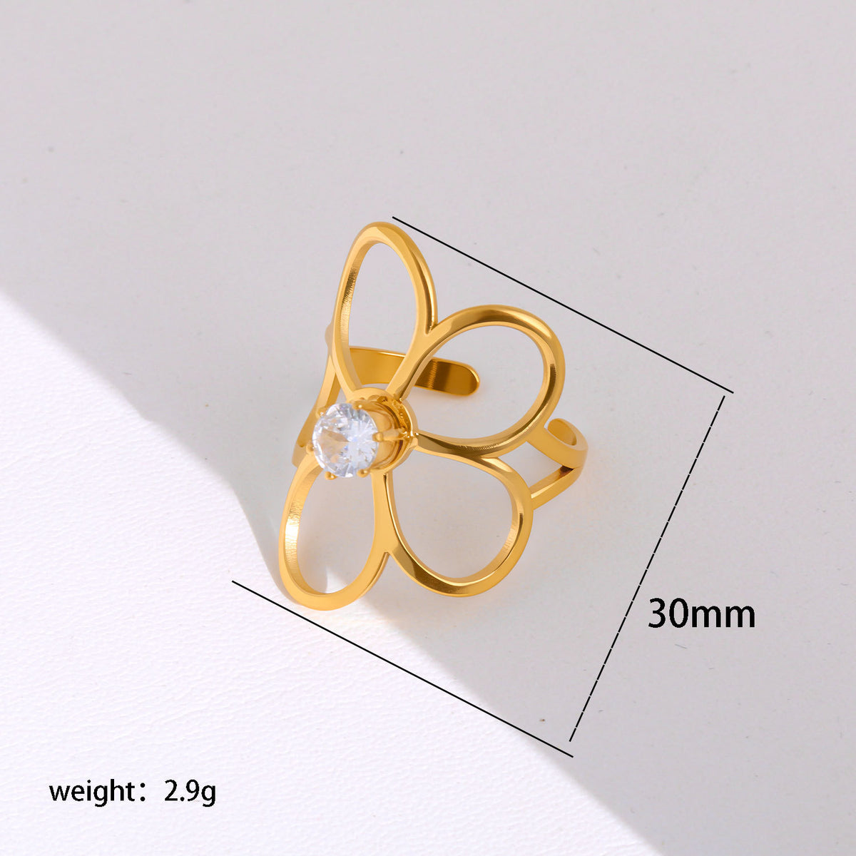 Gold Chic Flower Open Ring JLTR0804