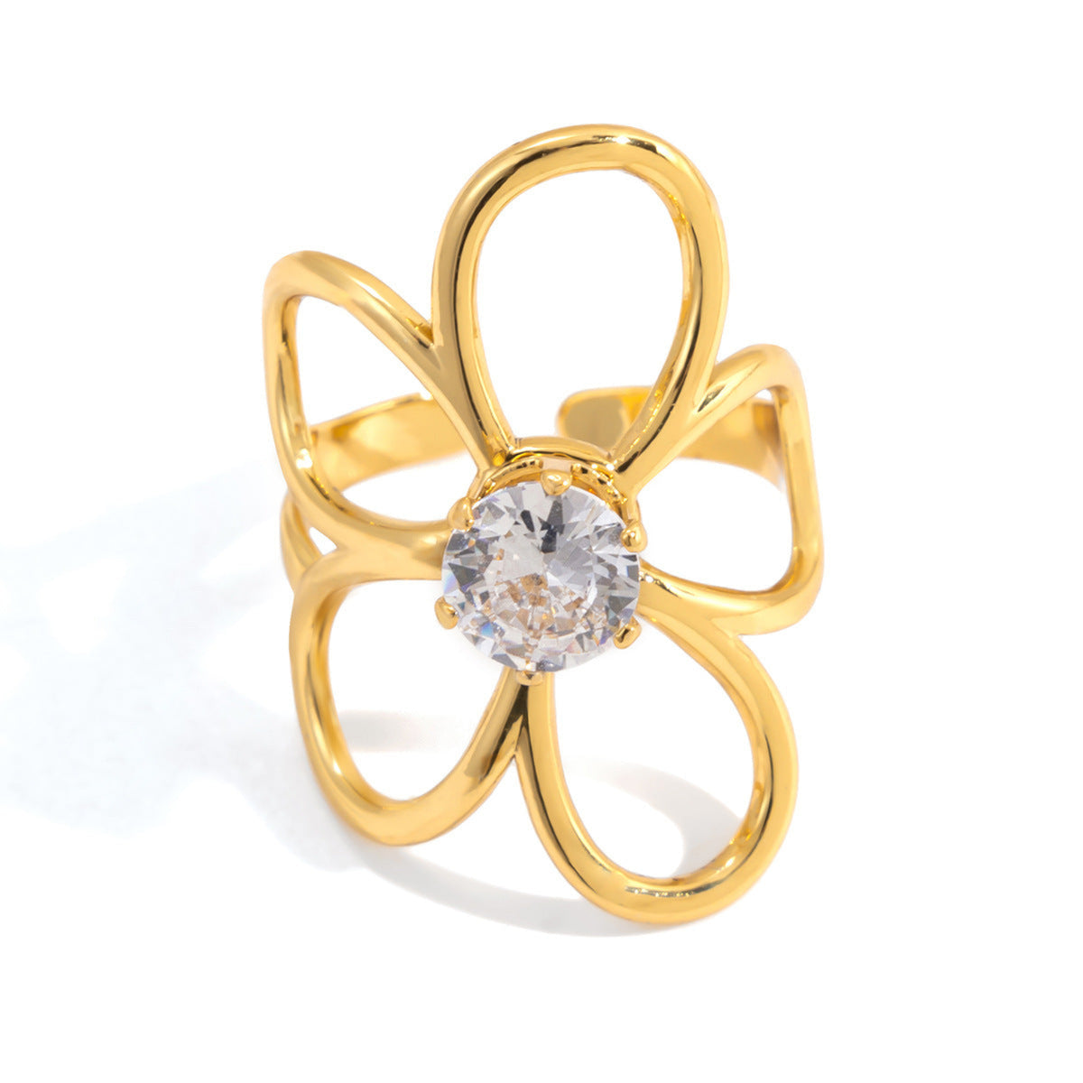 Gold Chic Flower Open Ring JLTR0804