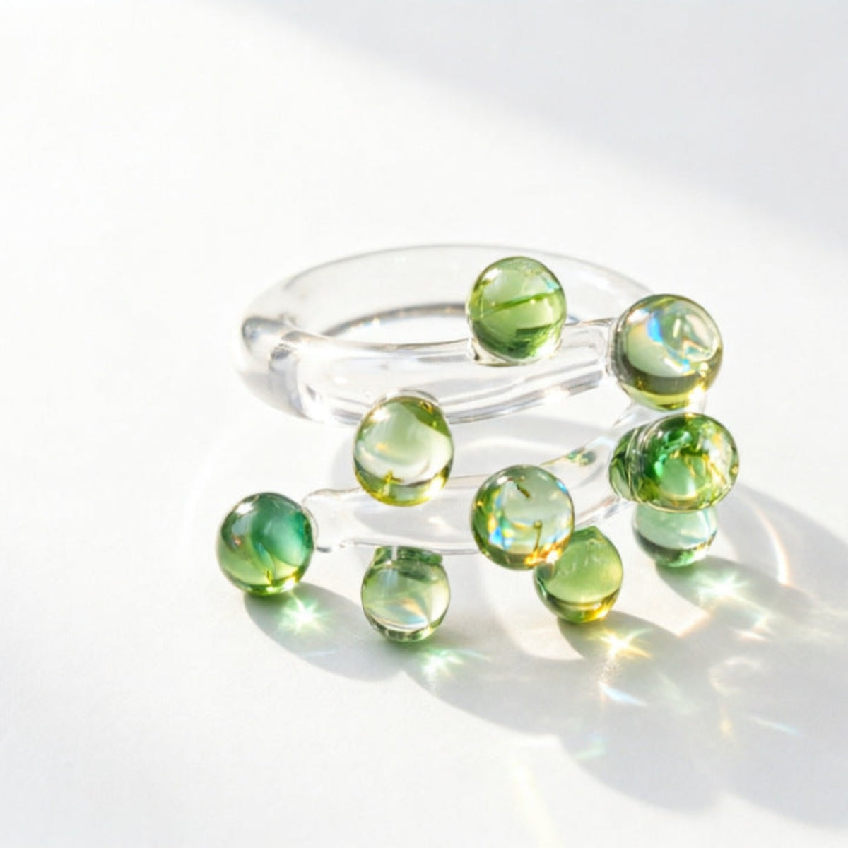 Green Modern Spherical Glass Ring JLTR0810