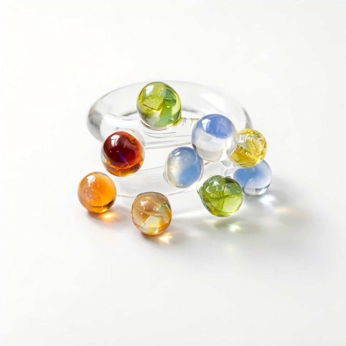 Multi color Modern Spherical Glass Ring JLTR0811