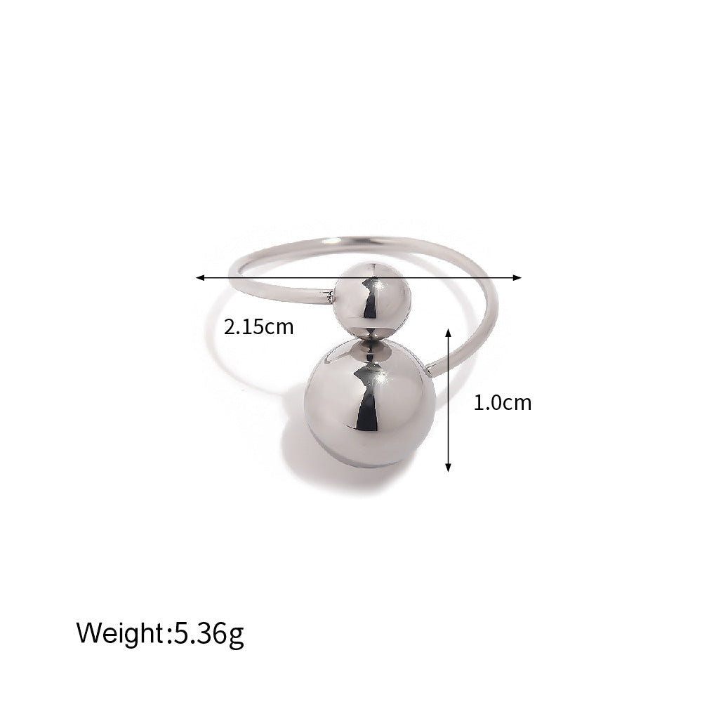 Modern Silver Double-Sphere Ring JLTR0814