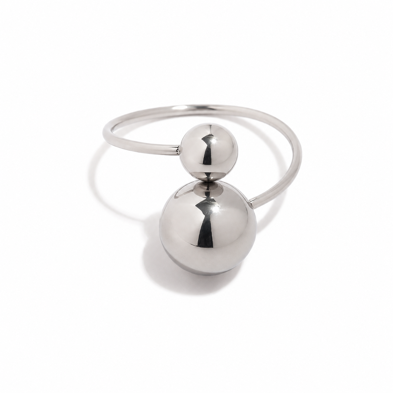 Modern Silver Double-Sphere Ring JLTR0814