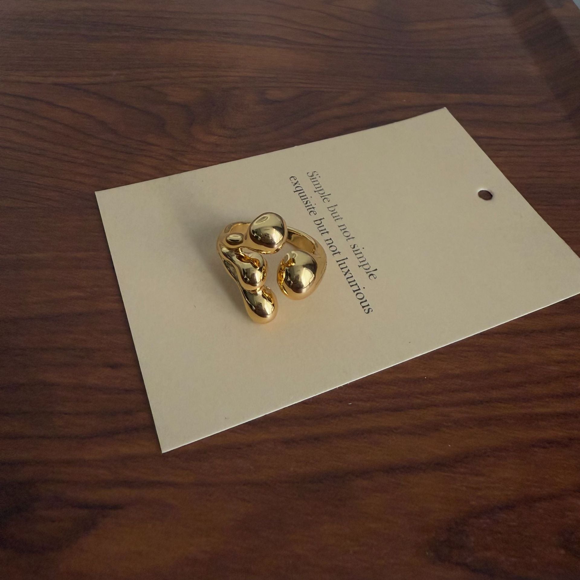 Golden Sculptural Blob Ring JLTR0815