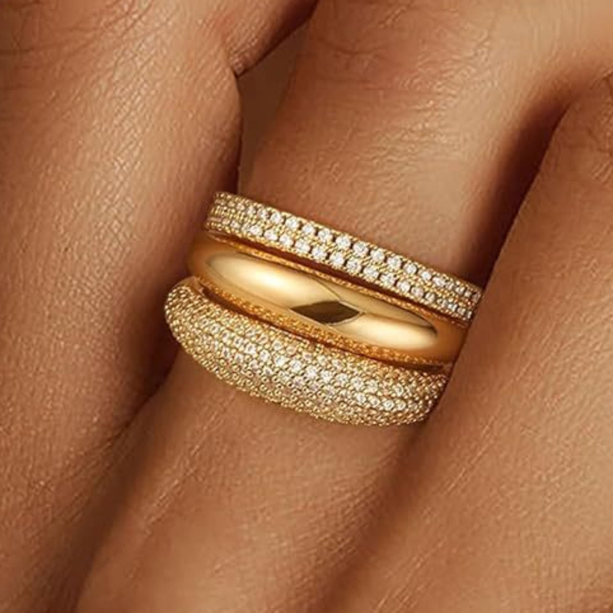 Gold Pavé Stack Ring JLTR0819