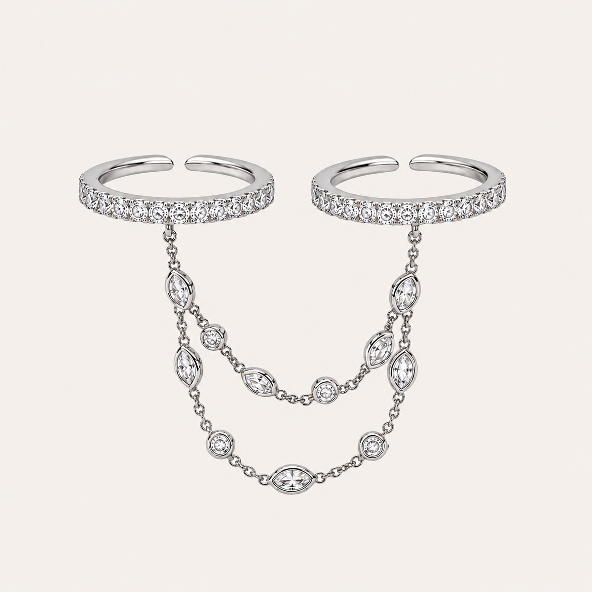 Silver Crystal Chain Ring JLTR0822