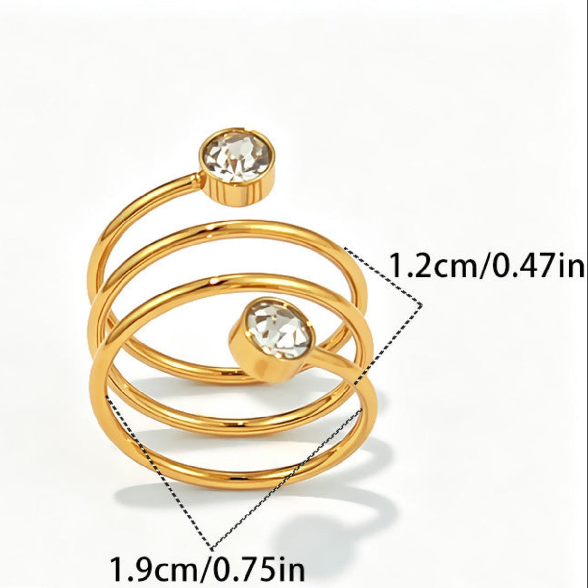 Gold Spiral Crystal Ring JLTR0825