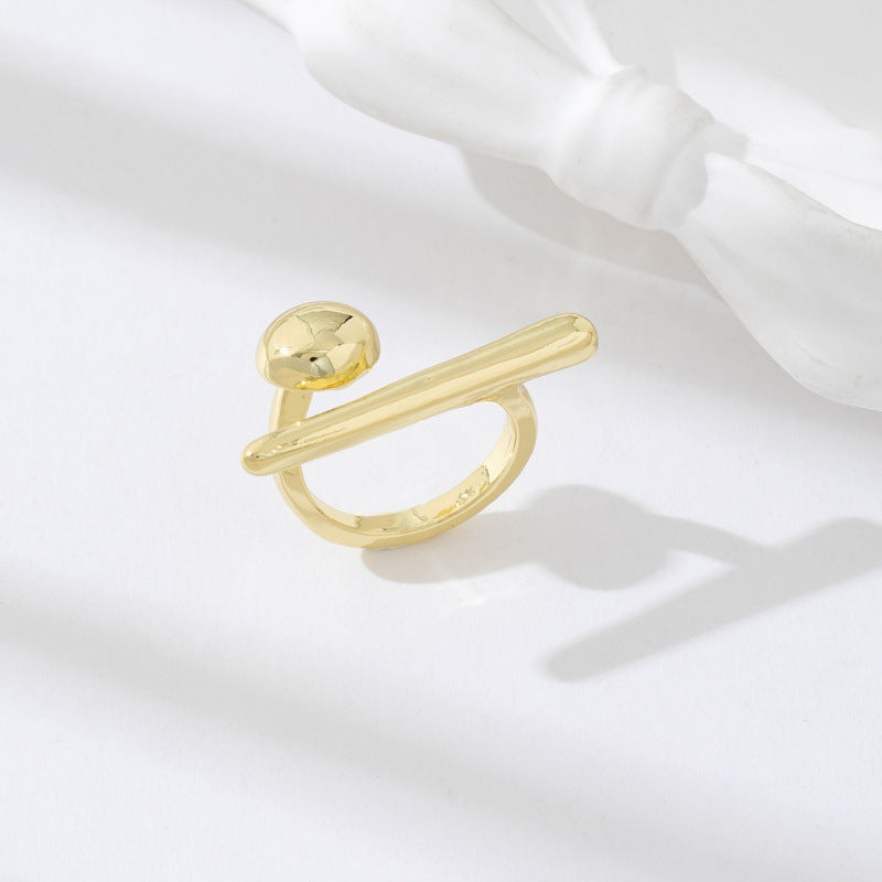 Gold Sculptural Bar Ring JLTR0831
