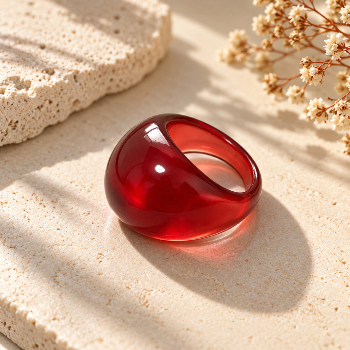 Red Glossy Dome Ring JLTR0835