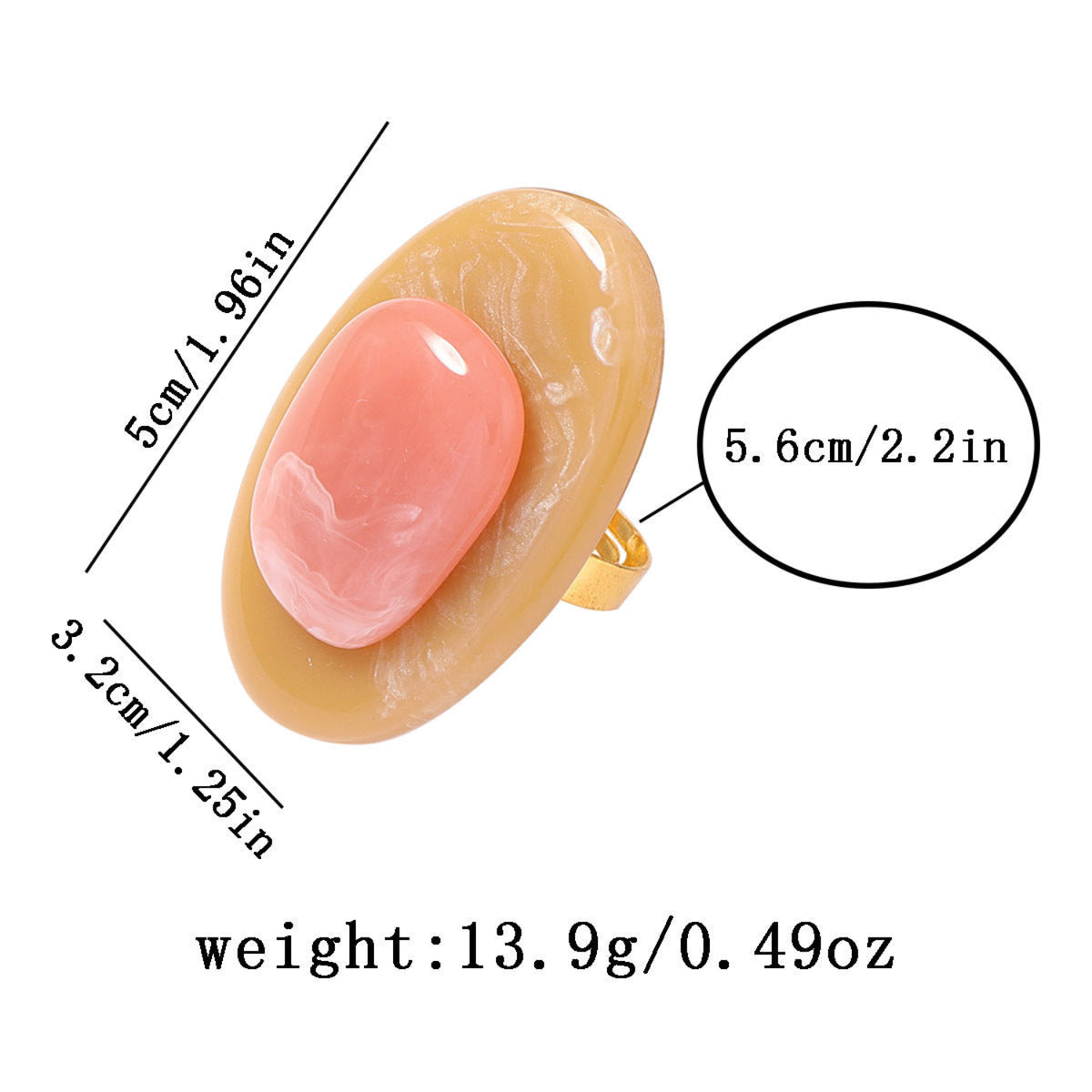 Pastel Pink Oval Statement Ring JLTR0841