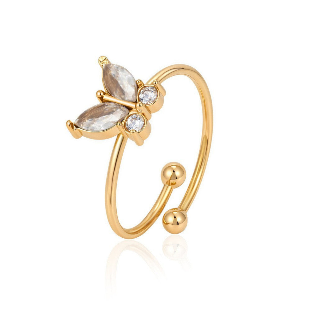 Gold Crystal Butterfly Statement Ring JLTR0844