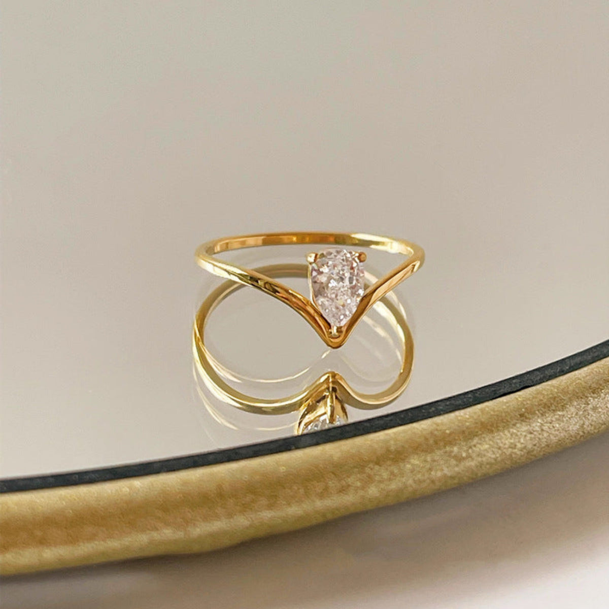Gold Petite Triangle Crystal Ring JLTR0845