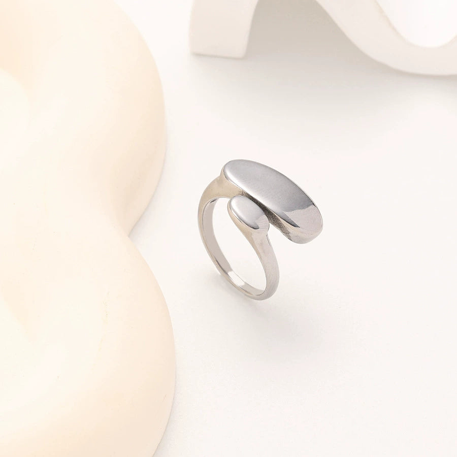 Just Lil Things Minimalist Silver Open Ring with Oval Accents JLTR0609