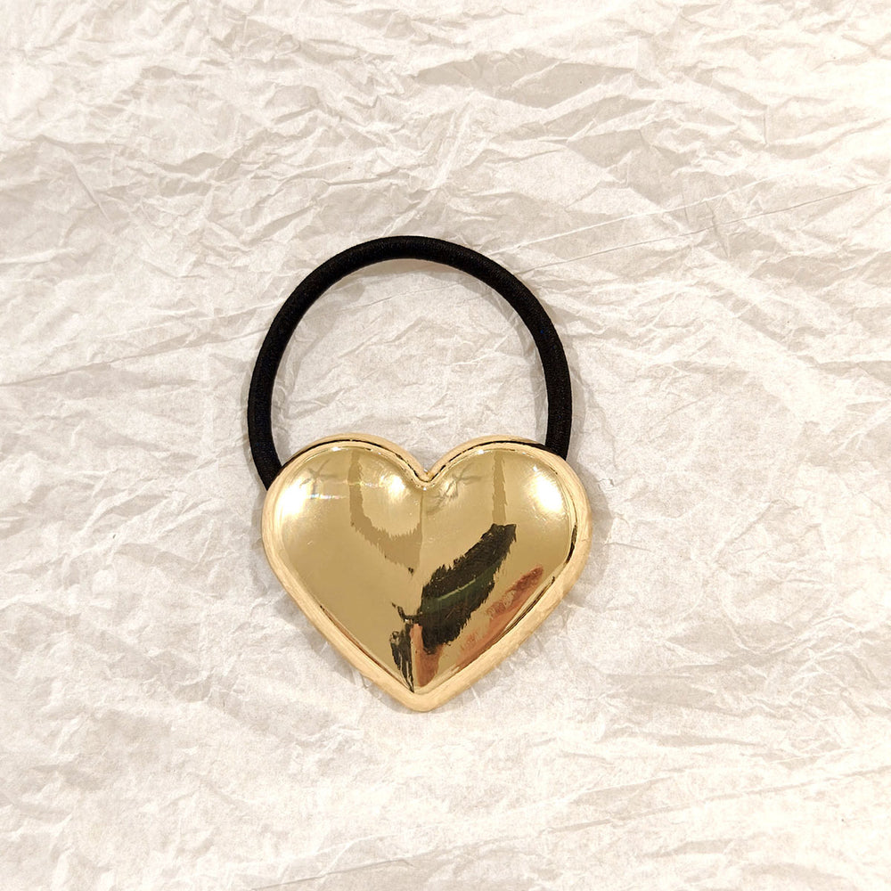 Triple Dome Gold Hair Tie – Statement Metallic Elastic JLTS0514 main image 1