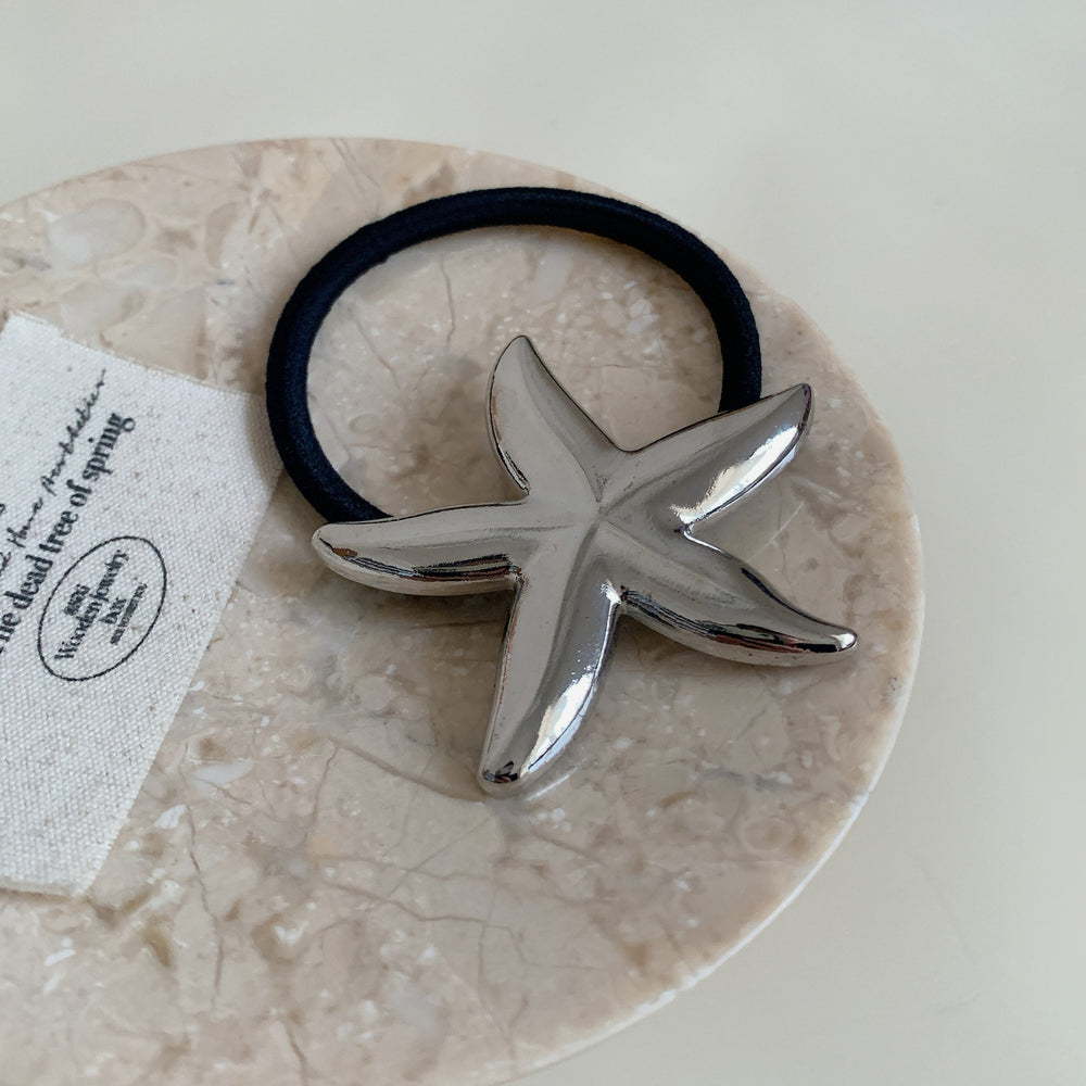 Silver Bow Hair Tie – Metallic Ribbon Elastic Band JLTS0527 main image 1