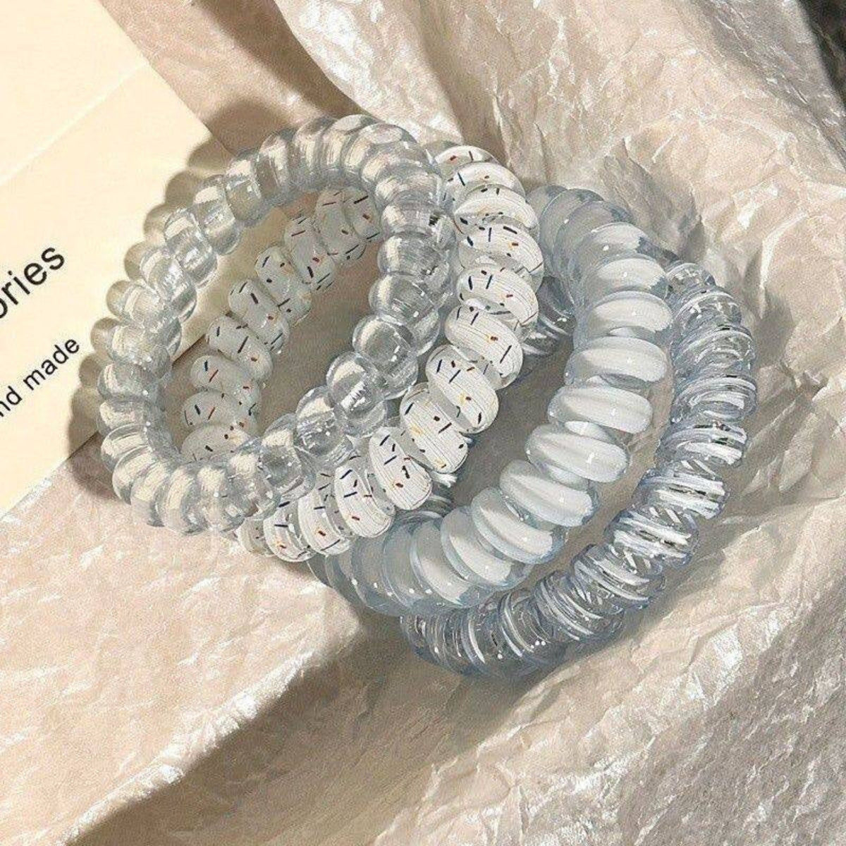 Blue Pearl Spiral Hair Ties JLTS0607