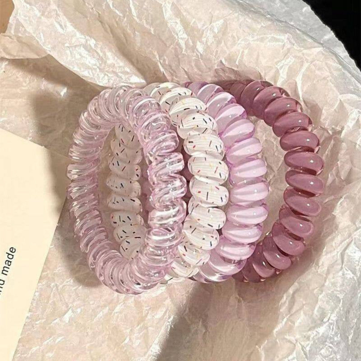 Mauve Pearl Spiral Hair Ties JLTS0610
