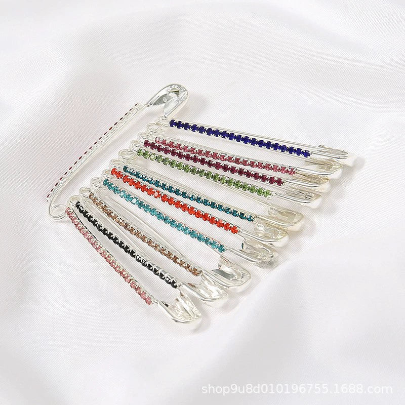 Just Lil Things Rainbow Crystal Safety Saree Pin Set – Multicolor Rhinestone Elegance JLTSP0008